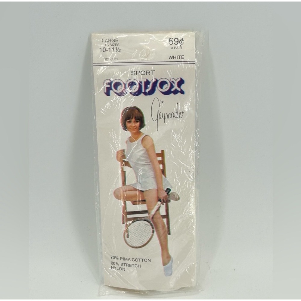 VTG Gaymode Foot Sox NOS 1970s No Show Socks Large White JCPenney Sport Footsies